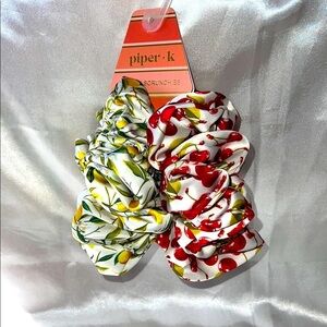 Piper K Lemon 🍋 & Cherry 🍒 Scrunchies Set